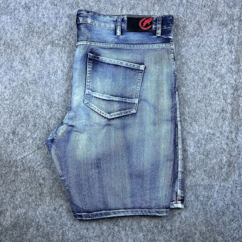 Ecko Unltd Men's Jean Shorts Jorts Light Wash Blue Denim Relaxed Baggy Y2K Sz 44